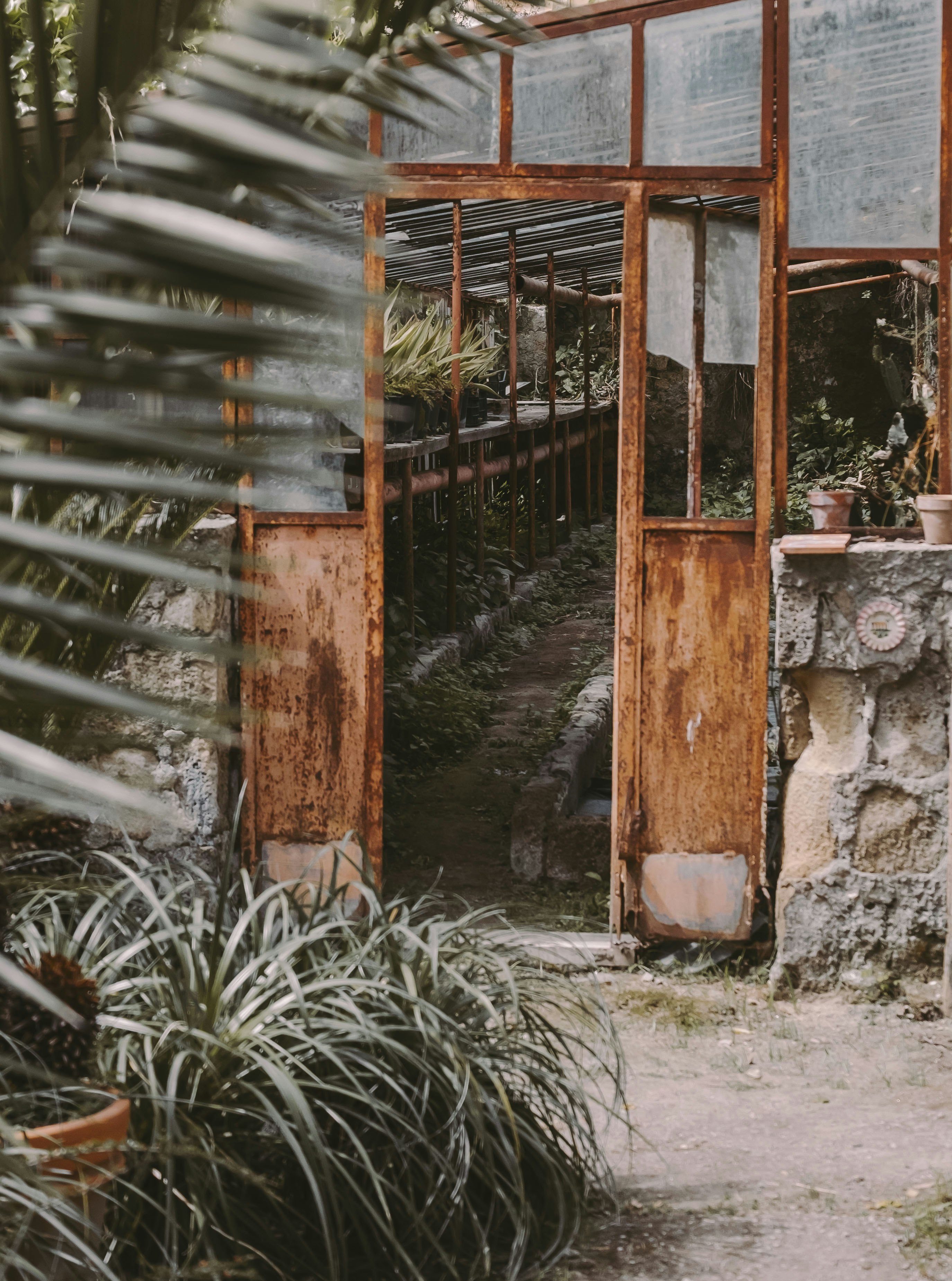 brown wooden framed glass window